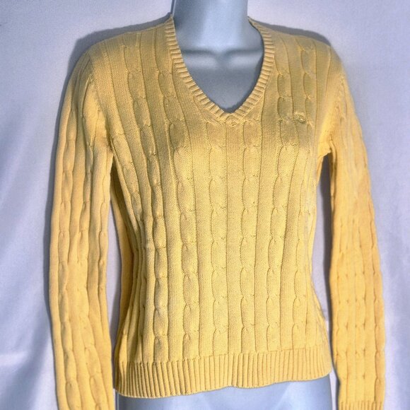CHAPS stylish Yellow knit sweater in size Small - Picture 6 of 16